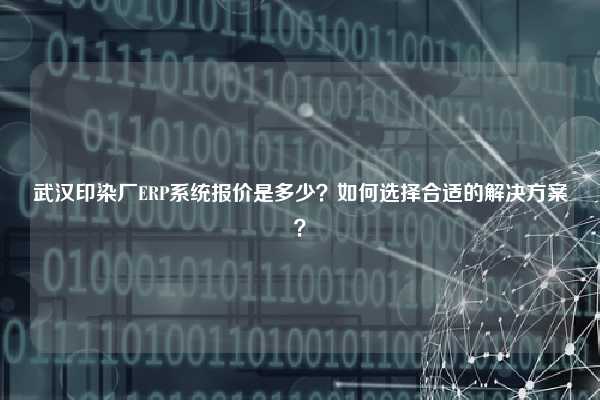 武汉印染厂ERP系统报价是多少？如何选择合适的解决方案？
