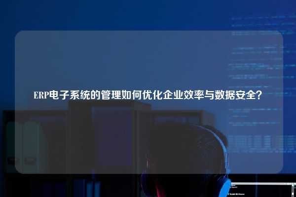 ERP电子系统的管理如何优化企业效率与数据安全？